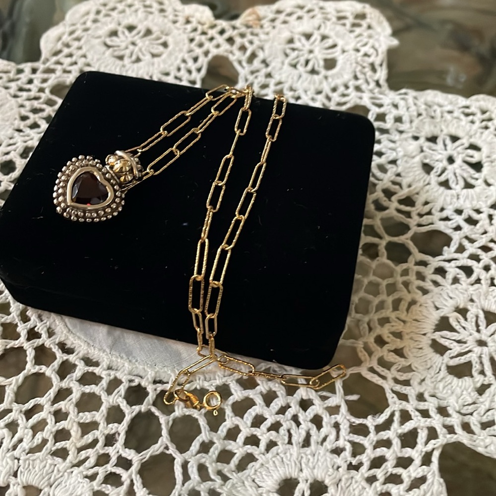 BJC Samuel B Behnam Garnet Heart Pendant